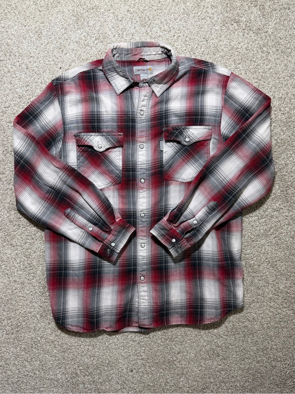 Carhartt Relaxed Fit Plaid Flannel Snap Shirt Size L
